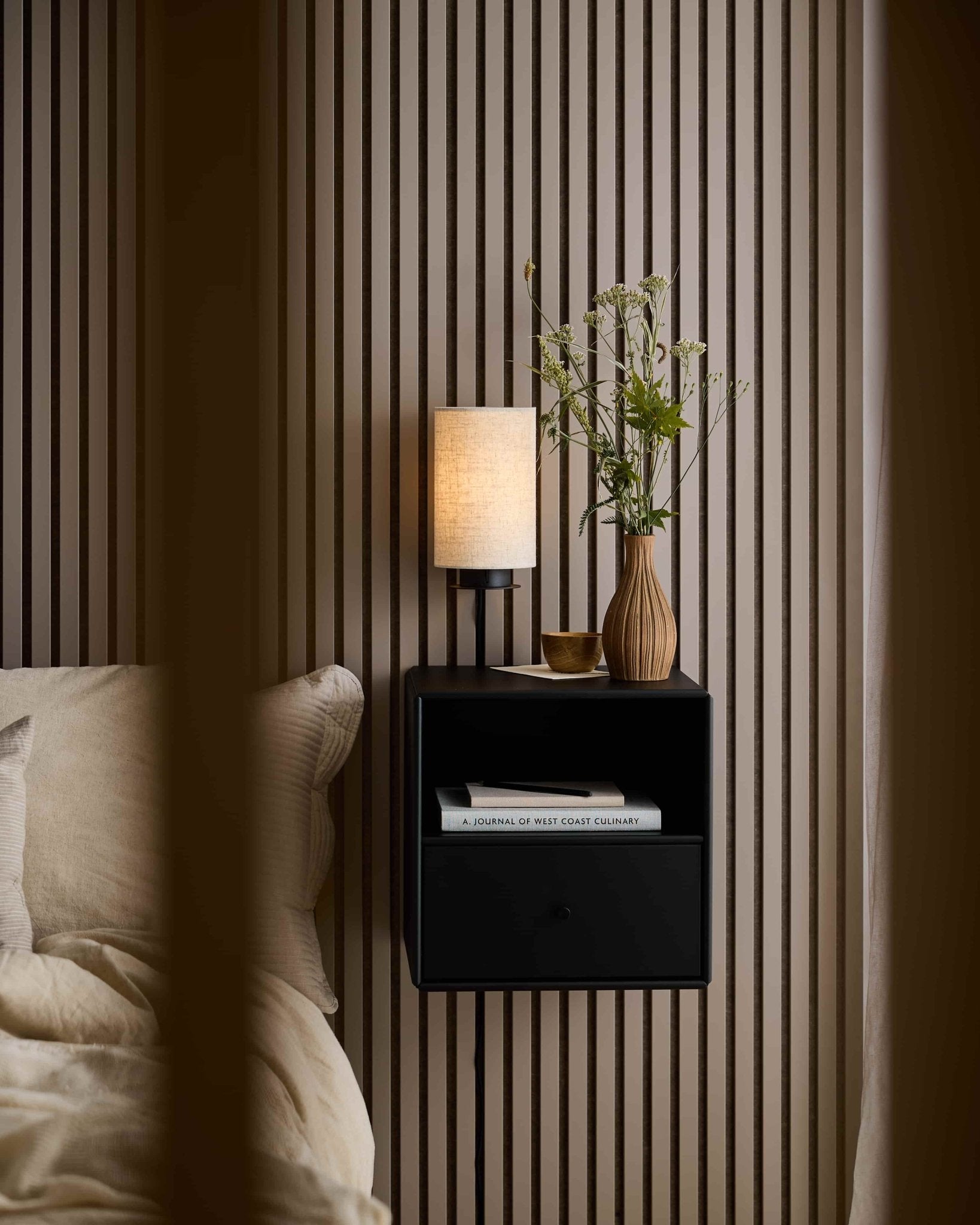 Akupanel | Acoustic Panel / Colored, Dark Cashmere, Dark Beige Felt, 240 x 60 cm